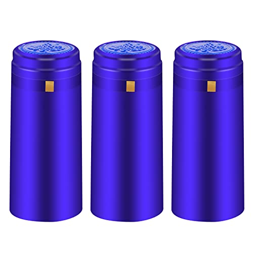 BGMAXimum PVC Heat Shrink Capsules - 120 Count Bright Blue Wine Corks Shrink Wrap Sleeves Clear Bottle Capsules for Professional, Wine Cellars and Home Use