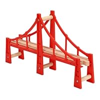 JEWEDECO Wooden Train Tracks Set with Bridge Diy Railroad Toys for Boy Girl Encourages Imagination and Motor Skills Compatible with Train