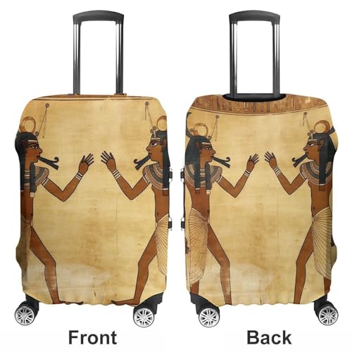 Ancient Egyptian Elastic Luggage Cover Suitcase Protector for 19-32 Inch Suitcases | Universal Stretchable Travel Bag Cover | Anti-Scratch, Washable with Zipper Closure M3