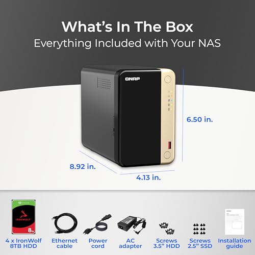 Image of QNAP TS-264-8G-28ST-US 2 Bay High-Performance Desktop NAS with 8TB Storage Capacity, Preconfigured RAID 1 Seagate IronWolf HDD Bundle