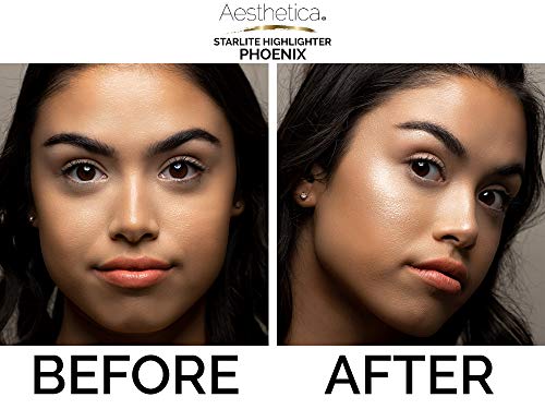 Aesthetica Starlite Highlighter - Metallic Shimmer Highlighting Makeup Powder - Phoenix (Warm Copper) #TOP4