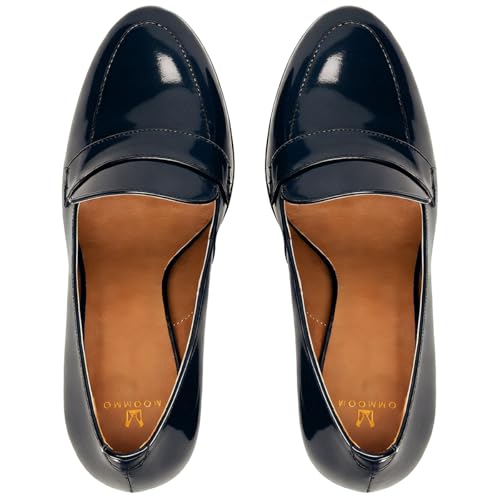 Image of MOOMMO Women Chunky Block Heel Pumps Closed Round Toe Slip On Oxford Loafers Shoes High Heels Snakeskin Work Pump Suede Loafer for Office Ladies Classic Formal Business Professional Fall 4-13 M US