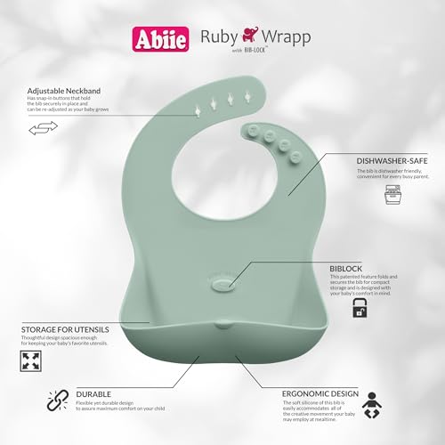 Abiie Ruby Wrapp Silicone Bibs for Babies with Front Pocket - Waterproof Bib - Stain Resistant - Silicone Toddler Bibs4