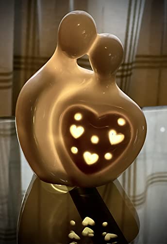 Par de adornos estilizados con brillantes, ideal como regalo, objetos de cerámica, figura enamorados, San Valentín Cover