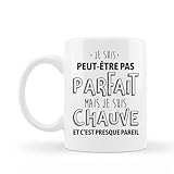 Encre et cr�ations Mug c�ramique - Je ne suis pas parfait, mais je suis chauve | Id�e cadeau humour