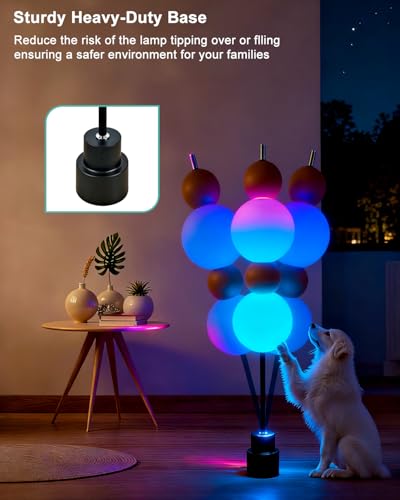 Image of Lightdot RGB& 3000K Floor Lamp with Touch Control, Dimmable Colors Temperature, Globe Modern Floor Lamp with Smart Bulb Included, Orange Standing Lamps for Living Room /Sofa Beside /Corner Decor