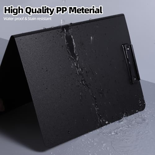 Image of FRETONBA File Pad A4 Size Writing Pad Waterproof Clipboards File Folder Flip Profile Clips Boards Form Organizer for Hospital, Business, Office, School, Clinic (A) | Low Profile Horizontal & Vertical Double Metal Clips, 360 Degree Foldable, A4 Size with Pen Holder for Office & School