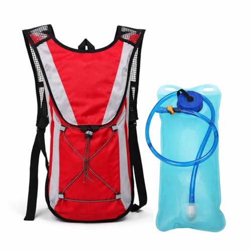 WEEMSBOX Mochila de Hidratação 2L com Bolsa D'água, Sistema de Hidratação TPU + PVC, 47 x 25 cm, Ideal para Trilhas e Ciclismo (Vermelho)