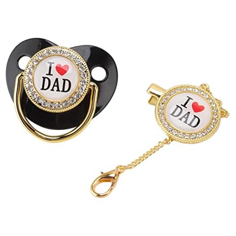 Baby Soother Pacifier, BPA Free Silicone Baby Pacifiers Newborn Pacifier Teether Toys with Rhinestone Design for Breastfeeding Babies 6 to 18 Months, Baby Christmas/Shower Gift(Black) Cover