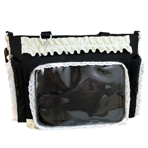 Sac Ita en nylon à volants style Kawaii avec double fenêtre transparente pour épingles