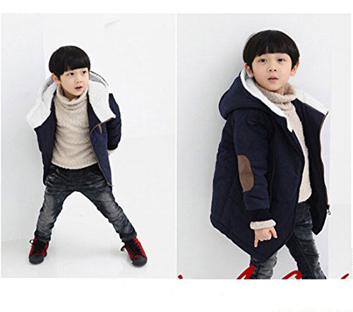 Image of Gaorui Boys Winter Hooded Down Coat Jacket Thick Wool Inside Kids Warm Faux Fur Outerwear Coat