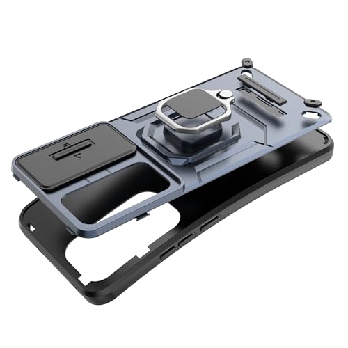 Image of Thermoplastic Polyurethane Camshield Pro Case With Slide Camera Protection And Ring Stand Bumper Back Case Cover For Oppo Reno 12 Pro 5G (Blue)