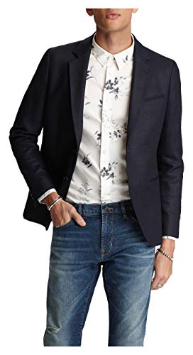 John Varvatos Star USA Men's Erik 2 Button Notch Lapel Soft Jacket, Navy, 44