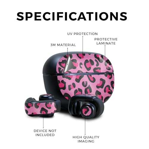 Image of Glossy Glitter Skin Compatible with Bose Ultra Open Earbuds - Pink Leopard - Premium 3M Vinyl Protective Wrap Decal Cover - Easy to Apply | Crafted in The USA by MightySkins