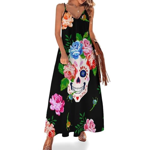 Robe longue fleur crâne blanc idéale pour vos voyages et journées plage