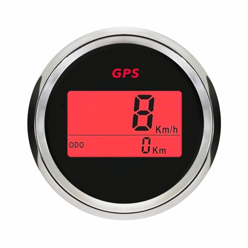 ELING 52 mm digitaler GPS-Tachometer Kilometerzähler Geschwindigkeitsmesser 12 V 24 V mit Hintergrundbeleuchtung für Auto Boot Motorrad