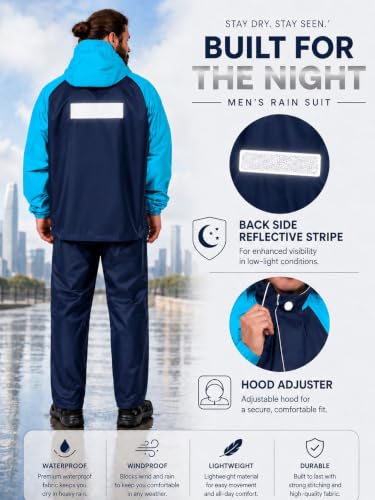 Image of La' exclusivite Classivo Waterproof Reversible Raincoat for men (IN, Alpha, M, Optimus Blue)