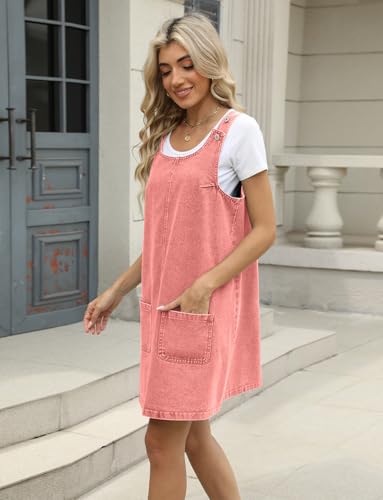 Image of Overall Dress for Women Denim Dress Denim Overall Round Neck Skirtall Jean Dress Denim Jumper Dress Pinafore