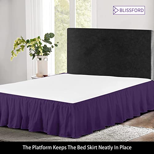 Shopbedding Ruffled Bed Skirt (Full, Grape) 14 Inch Drop Dust Ruffle With Platform, Poly/Cotton Fabric, Available In All Bed Sizes And 16 Colors - Blissford #TOP2