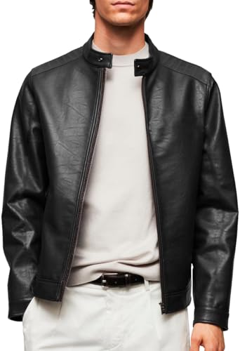 La Mejor Recopilación de Chaquetas para Hombre comprados en linea. 47 SHVE SHENDY VENDY Chamarra Chaqueta Vinipiel Tipo Biker Para Hombre Negro Extra Grande