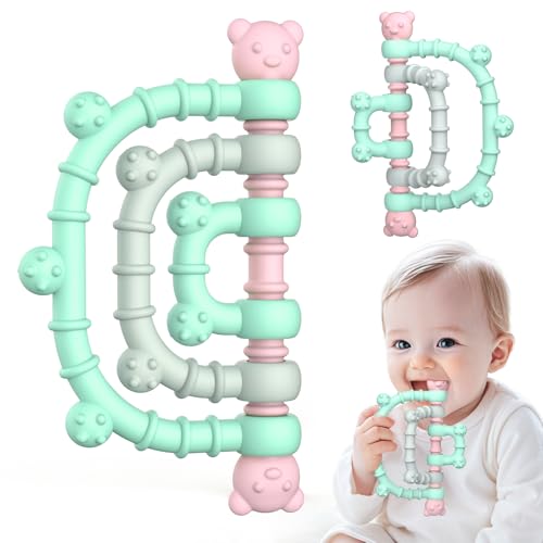 Infant Teething Toys for Baby, Food Grade Silicone Sensory Chew Teether for Autistic Children, Teething Relief Toys for Newborn Babies 3 6 12 18 Months Boys Girls Easter Baby Shower Gifts, Light Blue