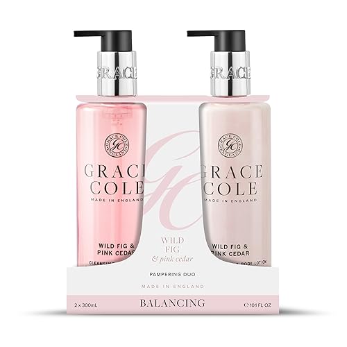 Grace Cole Wild Fig & Pink Cedar Hand Care Duo - Hand Wash, Body Lotion 300ml - Essential Oils - Vegan - Made In England