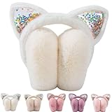 [TIKLO] イヤーマフ 防寒 子供 耳カバー キッズ 耳当て 可愛い 猫の耳 耳あて 保温防寒 ふんわり あったか 伸縮性 耳カバー ボア 女の子 男の子 携帯便利 通園 通学 自転車 スキー アウトドア お出かけ用 キッズ 幼児 ジュニア 秋冬 男女兼用 5歳~15歳 (パープル) (ホワイト)