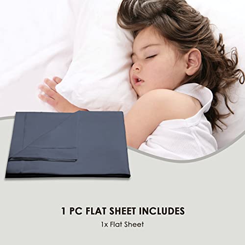 Pizuna Pure Combed Cotton Double Flat Sheet Dark Blue, 600 Thread Count Long Staple Brushed Cotton Flat Sheets Double - Image 3