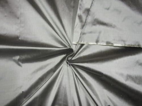 Soie pure Dupion gris argenté tissu 137 cm au mètre rideaux et vêtements