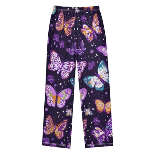 Spring Butterfly Pattern Boys Long Pants Soft Trousers Elastic Waist Kids Lounge Bottoms with Pockets S-XL2