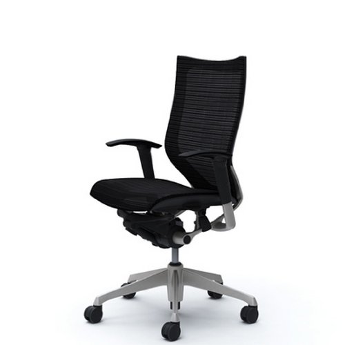 バロン (Baron) チェア 【ハイバック】 シルバ-フレーム 可動肘 座メッシュ ブラック CP85CR FDH1