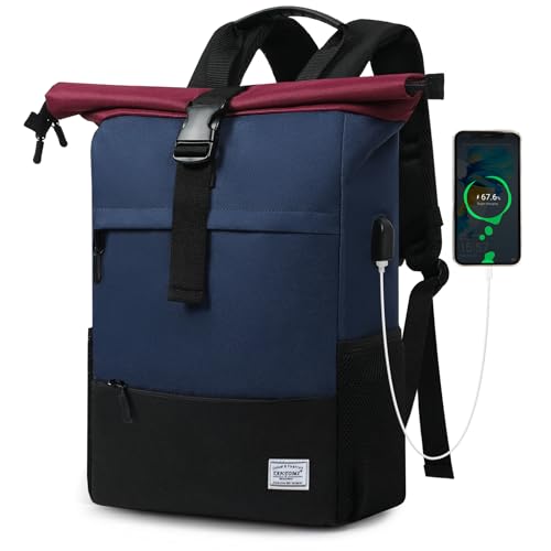 TANTOMI Rucksack Damen Groß, Laptop Rucksack Herren, Unisex Tagesrucksäcke Rolltop Rucksack Wasserdicht, Reiserucksack Lässiger Backpack Schule Freizeit Uni Arbeit Wandern