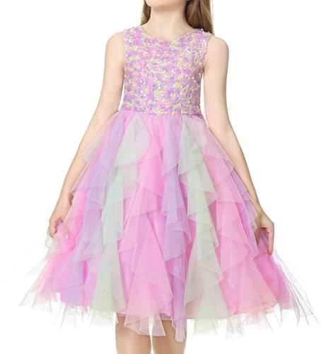 Girls Easter Dress for Spring Lace Tulle Mesh Dress Flower Girls Party Dance Dress for Little Girls2