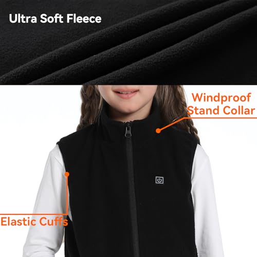 Image of Kids Heated Fleece Vest with 9 Heating Zones, Youth Electric Heating Vest for Girls Boys (Battery Not Included)