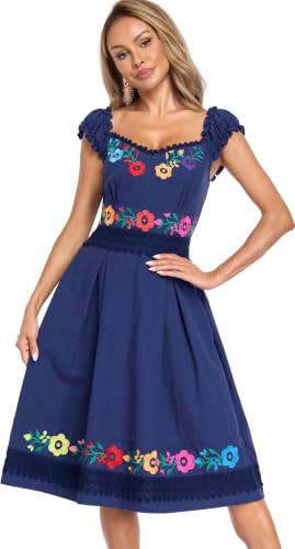 Image of Women's Mexican Dress Embroidered Causal Lace Party Dress
