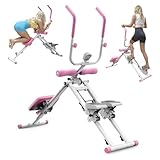 Stair Stepper and Ab Machine 2-in-1 Folding Vertical Climber Exercise Machine & Ab Workout Equipment Quickly Switch, Home Gym Equipment for Full Body Cardio Workout, 300LBS Capacity (Pink)