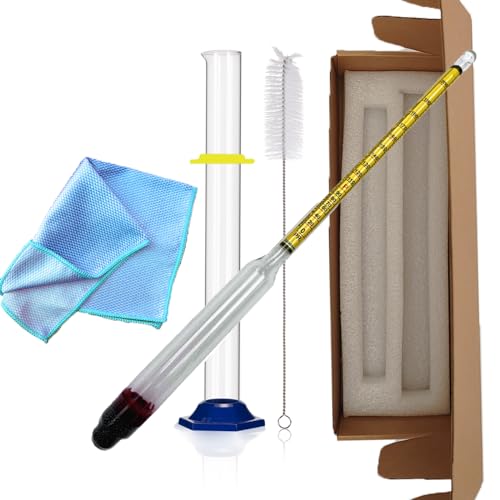 Hdreleody HD-HY-001 Alcohol Hydrometer Meter Test Kit 0-200 Proof & Tralle,With Glass Test Jar,Accurate Tester & Glass Cylinder cover