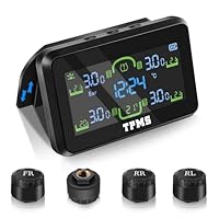 Liwogi Reifendruckkontrollsystem mit abnehmbarer Halterung, kabellos, TPMS Solar-Reifendruck-Monitor mit Luftleck/Reifendruckalarm, 5 bar/199 psi für Wohnwagen, LKW, Wohnmobil, Auto, großes