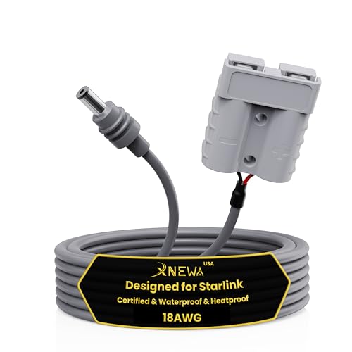 Starlink Mini Power Cable with Connector for Anderson Plug, 50A 600V, Waterproof Starlink Mini Cable, with 18AWG Flame-Retardant Wire, Left/Right Assemble Design (3M/10FT)