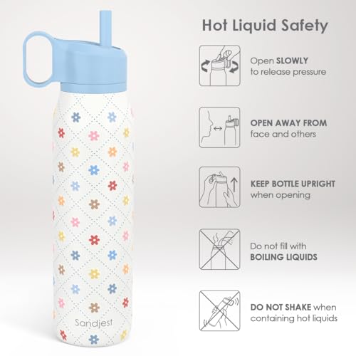 Image of Floral Stainless Steel Water Bottle with Twist Lid 20oz, Travel Insulated Water Bottles for Sports & Gym, Gift for Women Girls Friends Birthday Christmas