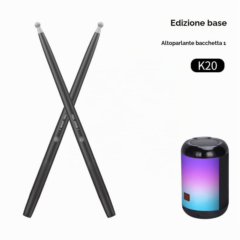 Hanzete - Set di bacchette per batteria elettrica Virtual Air, bacchette e pedali e altoparlante con adattatore Bluetooth, set di batteria elettrica per bambini, principianti e adulti