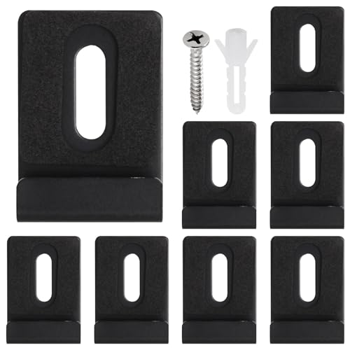 Image of 8Pcs Mirror Clips for Wall Mounting, Metal Mirror Hanging Kit for Frameless Mirror, Billboard Displays, Tile, (Black, with Screw)