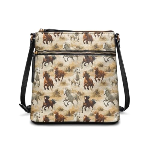 Image of Leather Purses for Women, Leather Hobo Bags for Women Travel Sling Purse Triple Zippered Pockets Shoulder Bag