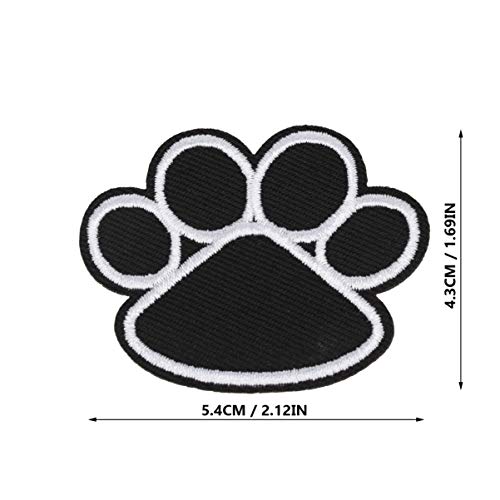 Exceart 20Pcs Dog Paw Puppy Black Paw, Heart Iron On Embroidered Patches Appliques Sewing Cloth For Clothing #TOP2