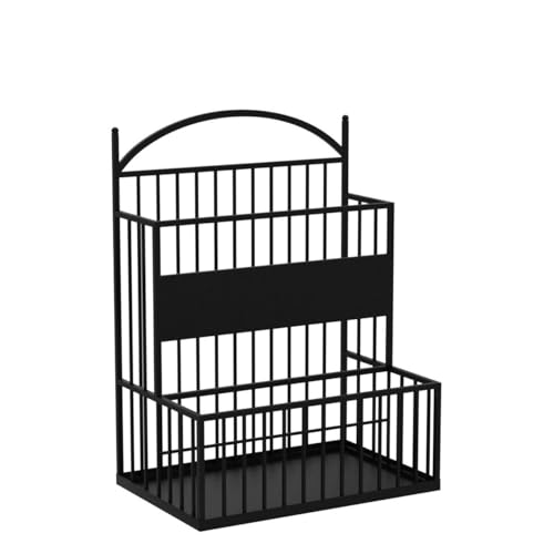 Image of INDIAN DECOR. 567762 Umbrella Stand /Rack /Holder, Metal Wrought Iron Umbrella Storage Bucket, for Home Business Hotel Lobby, Anti-Rust (Color : Black, Size : Large)