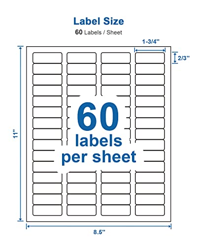 Return Address Labels Compatible With Inkjet & Laser Printers, 2/3" X 1-3/4" Polono Address Labels For Business, Logistics, Address Labels, Permanent Adhesive, Easy To Peel (25 Sheeets, 1500 Labels) #TOP1