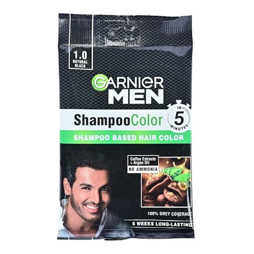 Image of Garnier Hair Color Shampoo for Men, 1.0 Natural Black, 20 ml