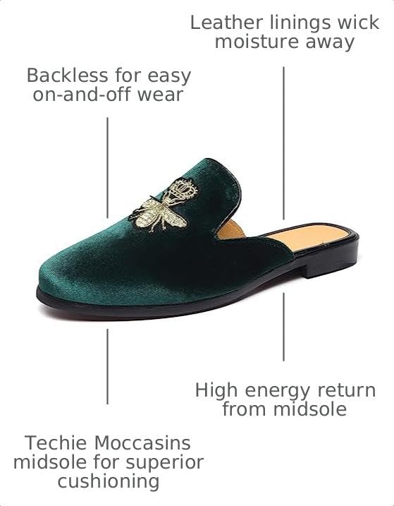 Image of FLQL Mens Shoes Luxury Velvet Gold Buckle Slip-on Penny Loafers Casual Smoking Slippers Indoor Outdoor Sandals Black Size 7-13