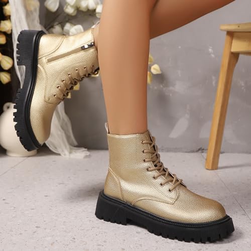 Bottes de combat dorées à lacets et semelle crantée pointure 39.5 - 7