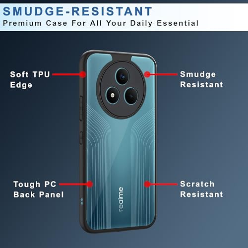 Image of CEDO Backcover for Realme Narzo 80 Pro (5G) | Camera Protection Bump Shockproof Edge | Ultra Hybrid Transparent Acrylic Clear TPU+PC Hard Backcase Cover (Black)